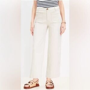 LOFT Palmer Cream Wide Leg Ankle Cropped Pants Sz 0